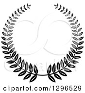 Clipart Of A Black And White Laurel Wreath 7 Royalty Free Vector Illustration
