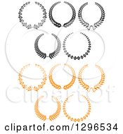 Clipart Of Black And White And Orange Laurel Wreaths 2 Royalty Free Vector Illustration