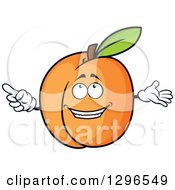 Clipart Of A Cartoon Apricot Character Pointing Royalty Free Vector Illustration