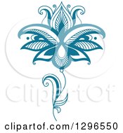 Clipart Of A Teal Henna Flower 7 Royalty Free Vector Illustration