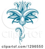 Poster, Art Print Of Teal Henna Flower 7