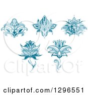 Poster, Art Print Of Teal Henna Flowers 2