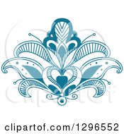 Poster, Art Print Of Beautiful Teal Henna Lotus Flower 6