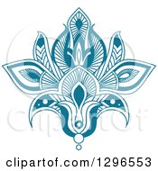 Clipart Of A Beautiful Teal Henna Lotus Flower 7 Royalty Free Vector Illustration