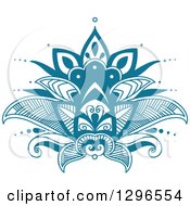 Poster, Art Print Of Beautiful Teal Henna Lotus Flower 7