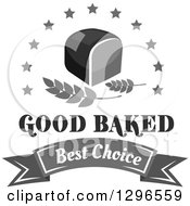 Clipart Of A Grayscale Loaf Of Bread With Stars And Wheat Over Text Royalty Free Vector Illustration
