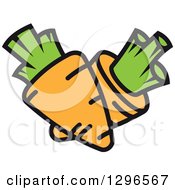 Clipart Of Cartoon Crossed Carrots Royalty Free Vector Illustration