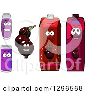 Clipart Of Cartoon Currants And Juice Characters Royalty Free Vector Illustration