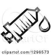 Clipart Of A Black And White Drop And Syringe Royalty Free Vector Illustration