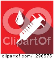 Clipart Of A White And Red Flat Blood And Syringe Design Royalty Free Vector Illustration