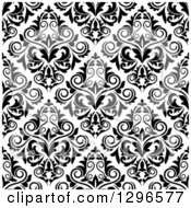 Poster, Art Print Of Seamless Pattern Background Of Damask In Black On White 2