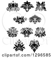 Poster, Art Print Of Black And White Vintage Floral Design Elements 4