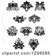 Clipart Of A Black And White Vintage Floral Design Elements 4 Royalty Free Vector Illustration by Vector Tradition SM