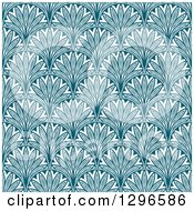 Clipart Of A Teal Vintage Seamless Floral Background Pattern Royalty Free Vector Illustration