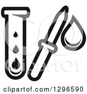 Clipart Of A Black And White Medical Dropper And Tube Royalty Free Vector Illustration