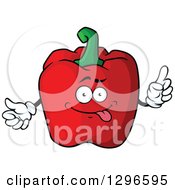 Clipart Of A Cartoon Goofy Red Bell Peppers Holding Up A Finger Royalty Free Vector Illustration