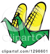 Clipart Of Cartoon Ears Of Corn Royalty Free Vector Illustration