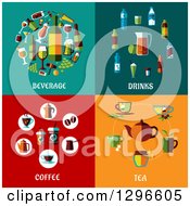 Clipart Of Flat Beverage Drinks Coffee And Tea Designs Royalty Free Vector Illustration