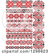 Poster, Art Print Of Red Black And White Native American Border Designs 4