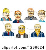 Poster, Art Print Of Cartoon Avatars Of White Contractor And Business Men