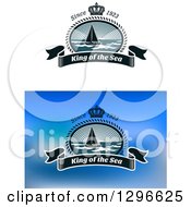 Clipart Of Crown And Sailboa Designs With Text Royalty Free Vector Illustration