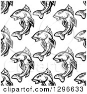 Clipart Of A Seamless Background Of Black And White Fish Royalty Free Vector Illustration