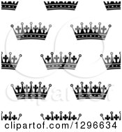 Poster, Art Print Of Seamless Background Pattern Of Black And White Ornate Crowns 4