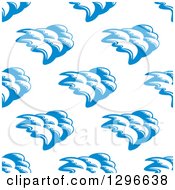 Poster, Art Print Of Seamless Background Design Pattern Of Ocean Waves In Blue On White