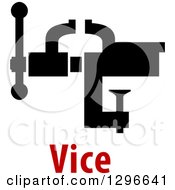 Clipart Of A Black Silhouetted Vice Grip Over Red Text Royalty Free Vector Illustration