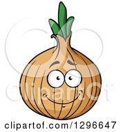 Clipart Of A Cartoon Yellow Onion Character Royalty Free Vector Illustration