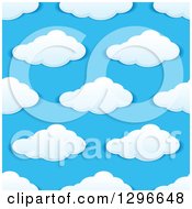 Poster, Art Print Of Seamless Pattern Background Of Puffy Clouds In A Blue Sky 4