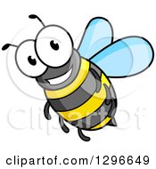 Clipart Of A Cartoon Happy Bumble Bee Royalty Free Vector Illustration