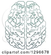 Poster, Art Print Of Gradient Green Artificial Intelligence Circuit Board Brain