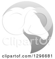 Gradient White Horse Head Silhouetted In A Gray Circle