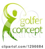 Clipart Of A Gradient Green Man Swinging A Golf Club With Sample Text Royalty Free Vector Illustration