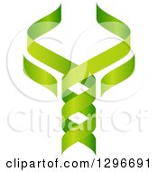 Clipart Of A 3d Green DNA Double Helix Tree Shaped Like A Caduceus Royalty Free Vector Illustration