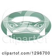 Poster, Art Print Of White Sports Car In A Shiny Green Oval