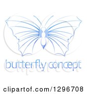 Clipart Of A Gradient Blue Butterfly With Sample Text Royalty Free Vector Illustration