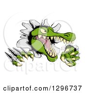 Snapping Alligator Or Crocodile Head Slashing Through A Wall