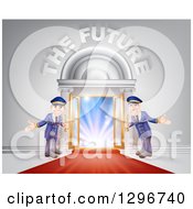 Poster, Art Print Of Vip Venue Entrance With Welcoming Friendly Doormen Red Carpet And The Future Text