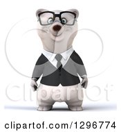 Clipart Of A 3d Bespectacled Happy Business Polar Bear Royalty Free Illustration
