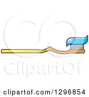 Clipart Of A Cartoon Gradient Yellow Toothbrush With Paste Royalty Free Vector Illustration by Lal Perera