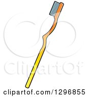 Clipart Of A Cartoon Gradient Yellow Toothbrush Royalty Free Vector Illustration
