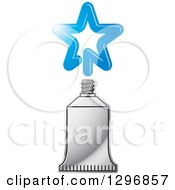 Clipart Of A Silver Tube Of Toothpaste With A Blue Star Royalty Free Vector Illustration by Lal Perera