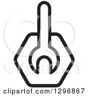 Clipart Of A Black And White Wrench In A Hexagon 2 Royalty Free Vector Illustration