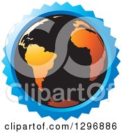 Clipart Of A Black And Orange Earth In A Blue Circle Royalty Free Vector Illustration