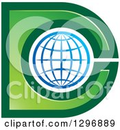 Poster, Art Print Of Blue And Green Grid Globe And Dc Logo