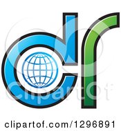 Poster, Art Print Of Blue And Green Grid Globe And Dcr Logo