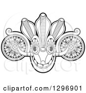 Poster, Art Print Of Black And White Devil Dance Mask With Horns