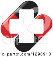 Clipart Of A White Cross Over Red And Black Pills Royalty Free Vector Illustration by Lal Perera